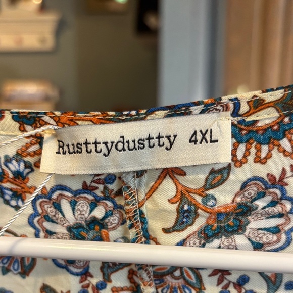 NWT-Bohemian Floral Maxi Dress with Orange and Blue Accents - Picture 2 of 13